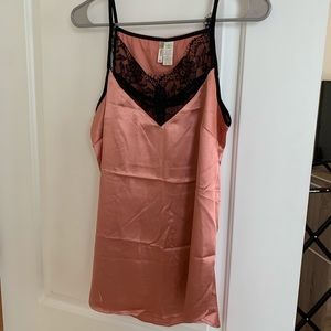 Brand new pink and black lace tank